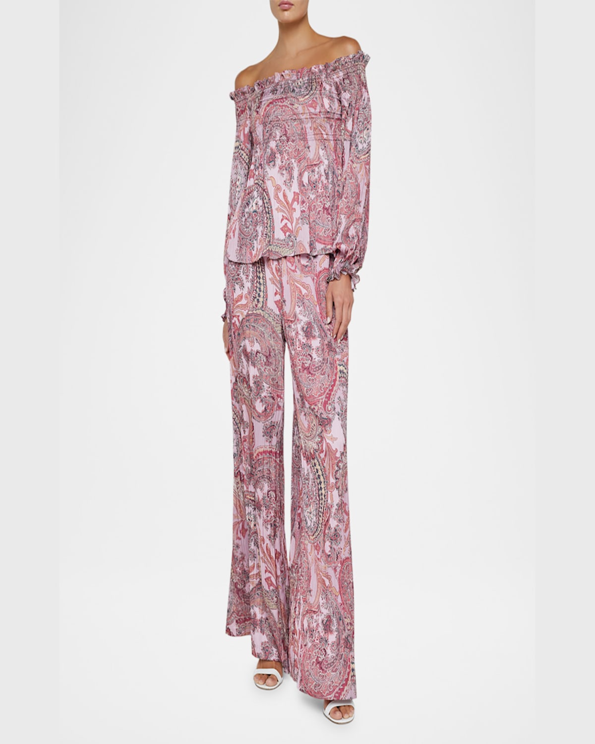 L'agence Ariela Paisley Off-shoulder Blouse In Mauve Mlt French Psly