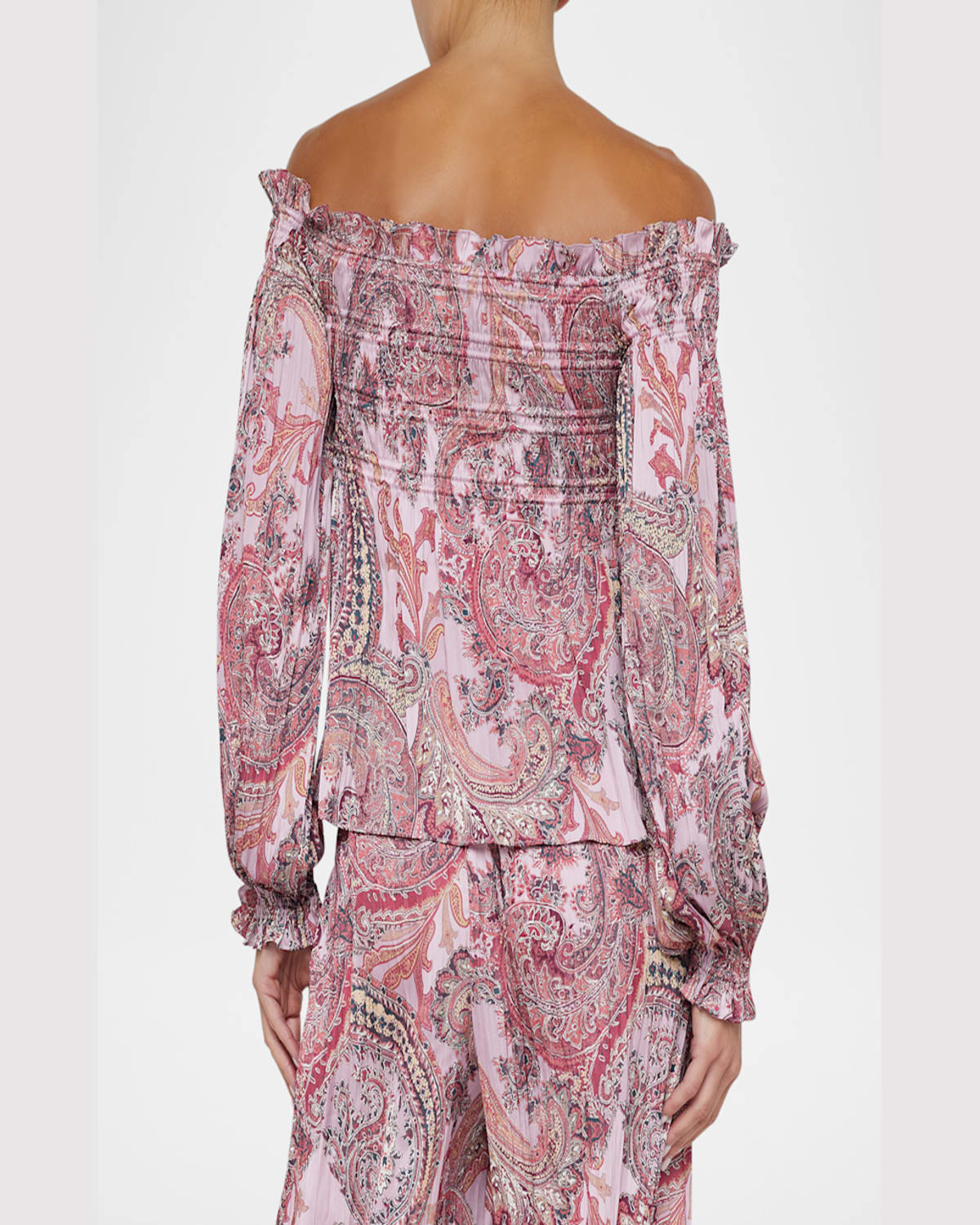 L'agence Ariela Paisley Off-shoulder Blouse In Mauve Mlt French Psly