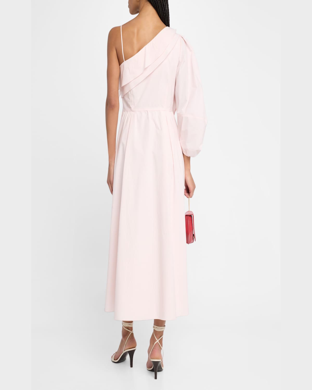Dorothee Schumacher Poplin Power Flower Applique Midi Dress In Shadow Rose
