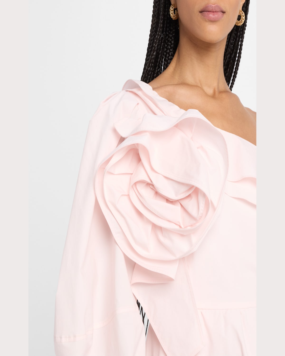 Dorothee Schumacher Poplin Power Flower Applique Midi Dress In Shadow Rose