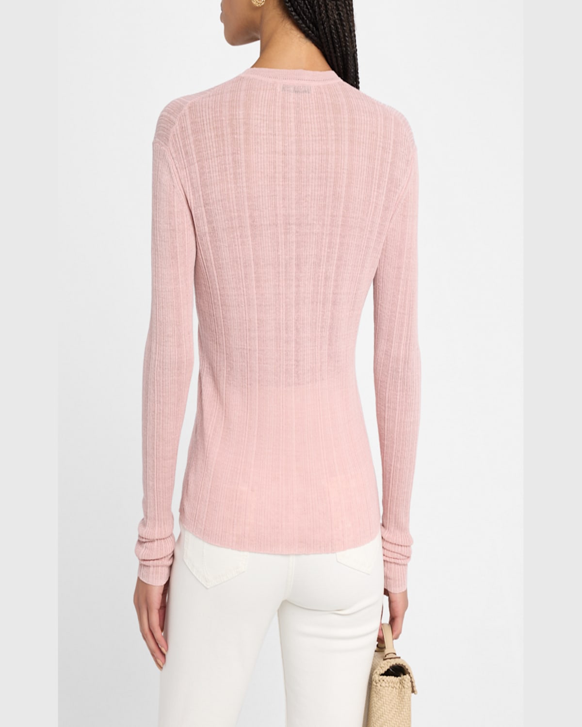 Dorothee Schumacher Linen Blend Ribbed Cardigan In Rose