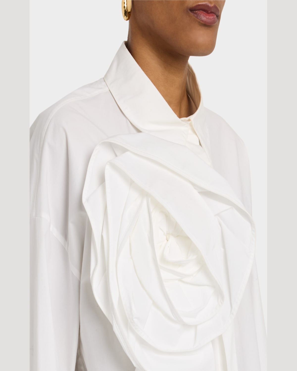 Shop Dorothee Schumacher Poplin Power Blouse W/ Removable Brooch In Pure White