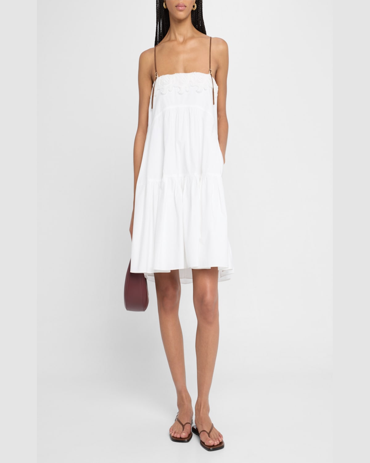 Shop Dorothee Schumacher Poplin Power Tiered Dress In Pure White