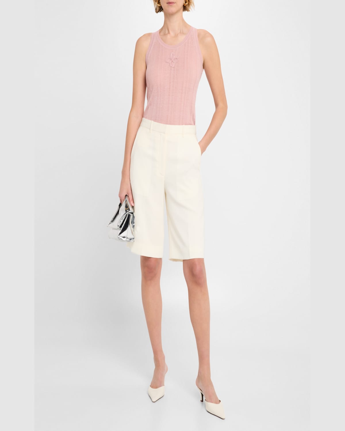 Dorothee Schumacher Summer Ease Sheer Ribbed Tank Top In Rose
