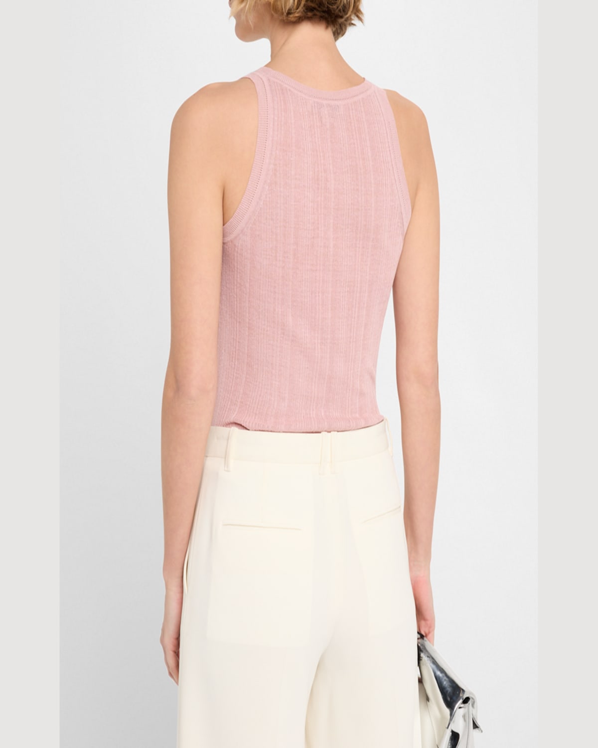 Dorothee Schumacher Summer Ease Sheer Ribbed Tank Top In Rose