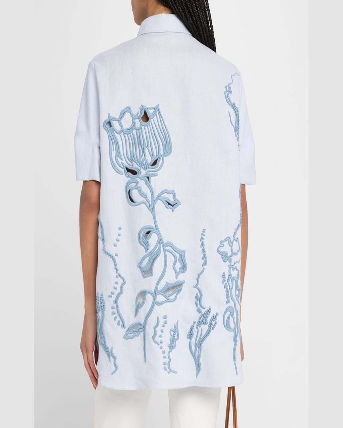Dorothee Schumacher Embroidered Beauty Button-down Blouse In Whispering Blue