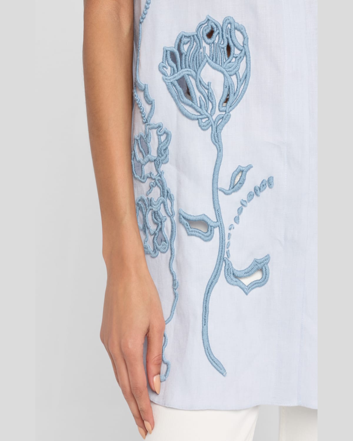 Dorothee Schumacher Embroidered Beauty Button-down Blouse In Whispering Blue