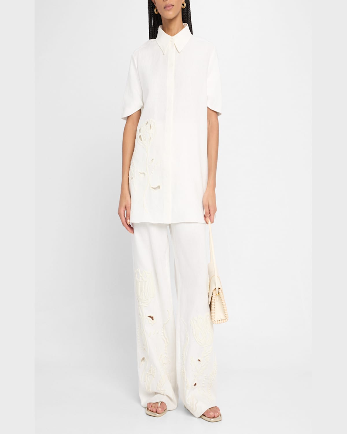 Dorothee Schumacher Embroidered Beauty Button-down Blouse In Camellia White