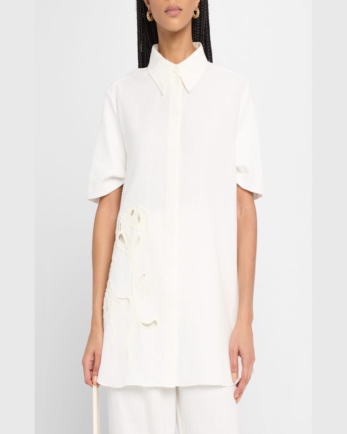 Dorothee Schumacher Embroidered Beauty Button-down Blouse In Camellia White