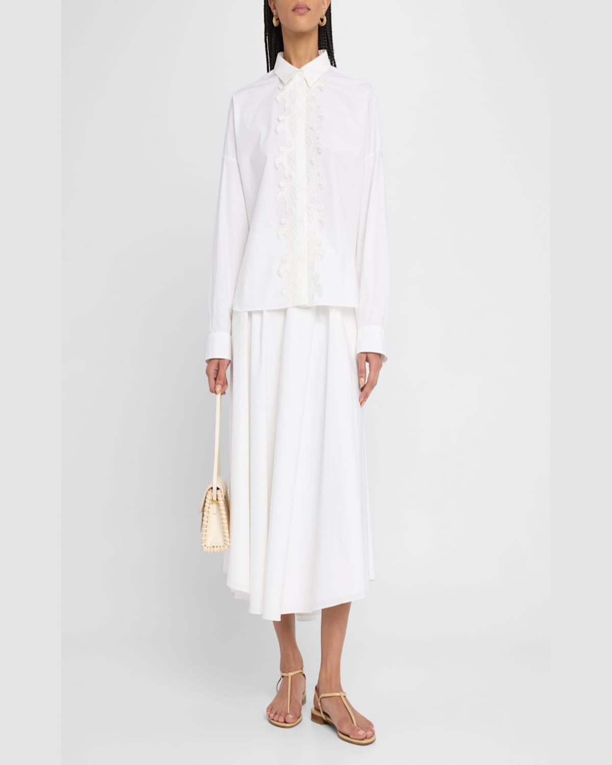 Dorothee Schumacher Poplin Power Midi Skirt In Pure White