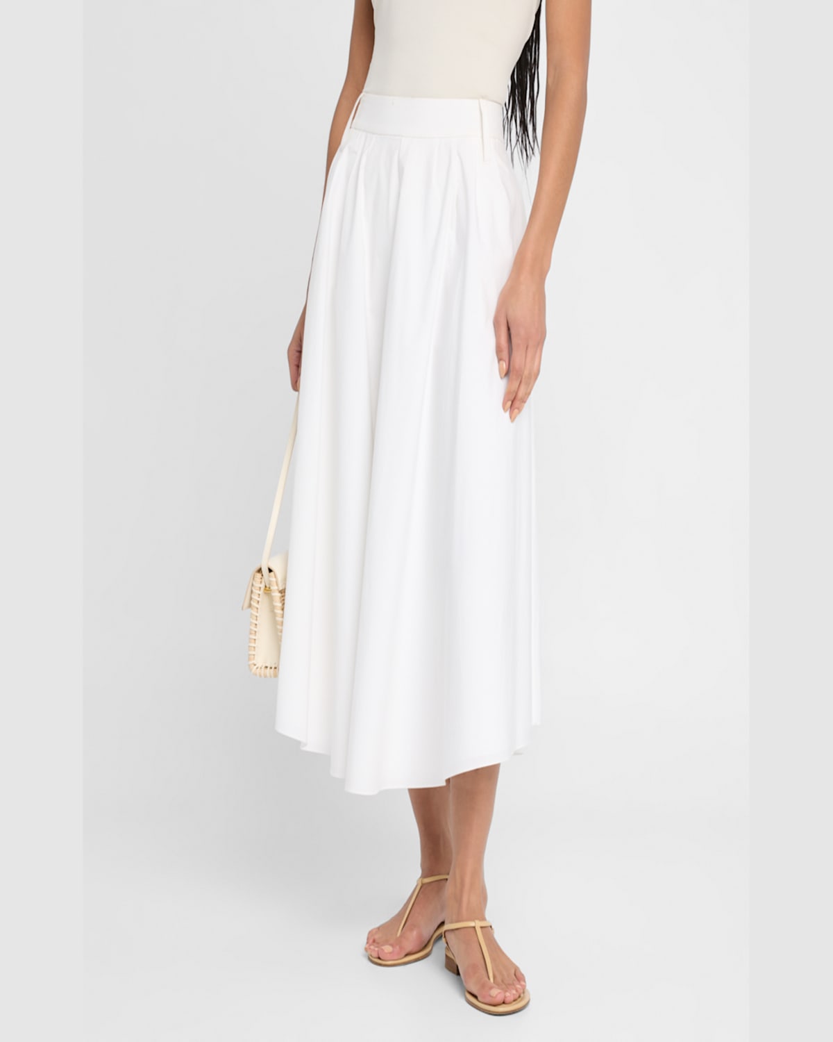 Dorothee Schumacher Poplin Power Midi Skirt In Pure White
