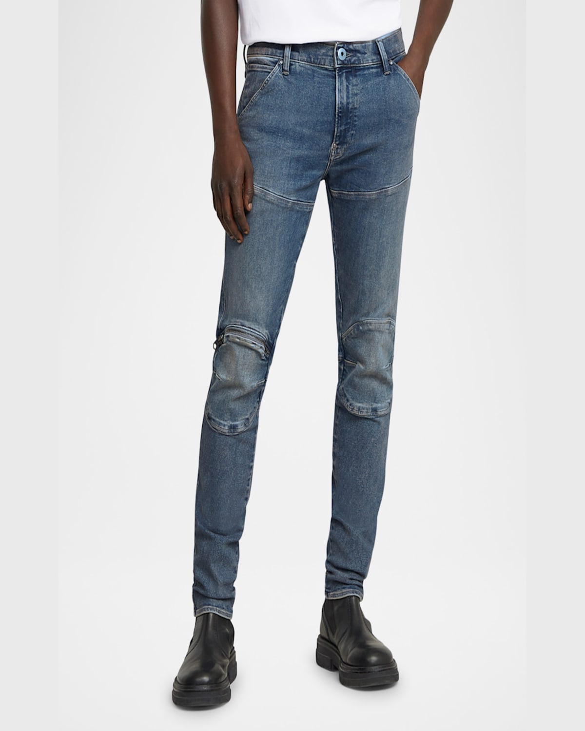 G-star Raw Elwood 5620 3d Zip Knee Skinny Jeans In Worn In Galaxy