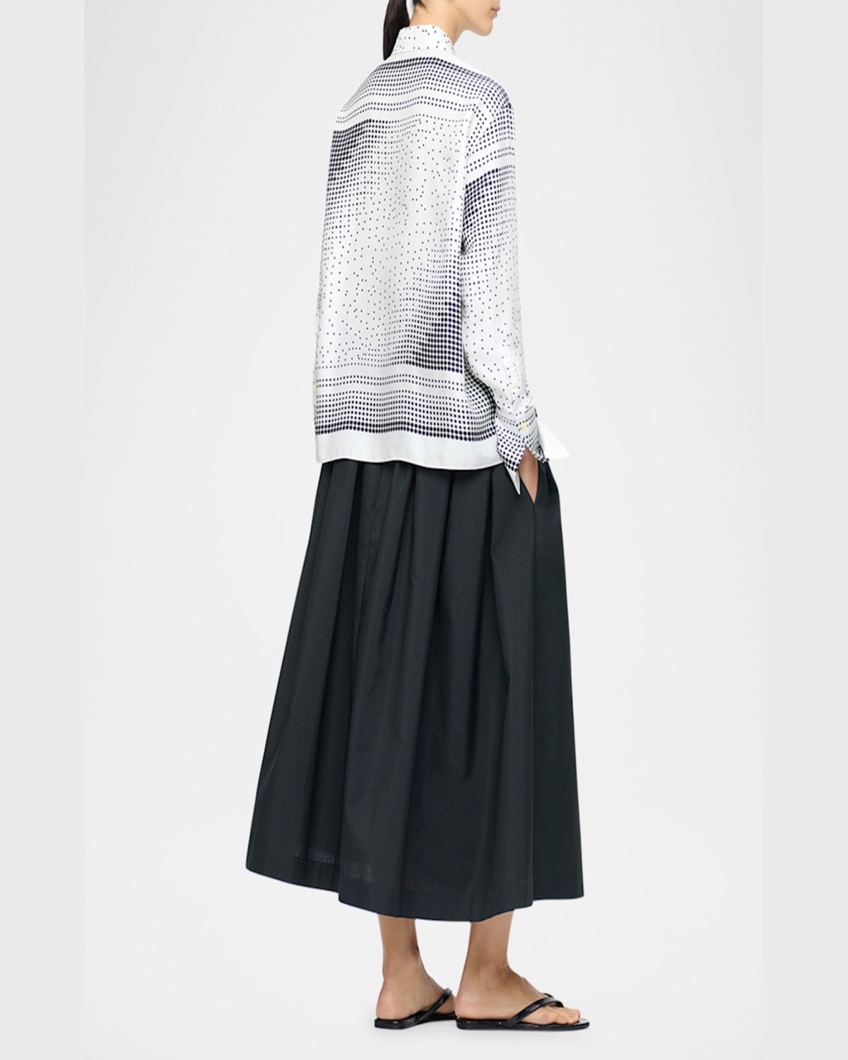 Callas Milano Paulina Dotted Silk Shirt In Whiteblack