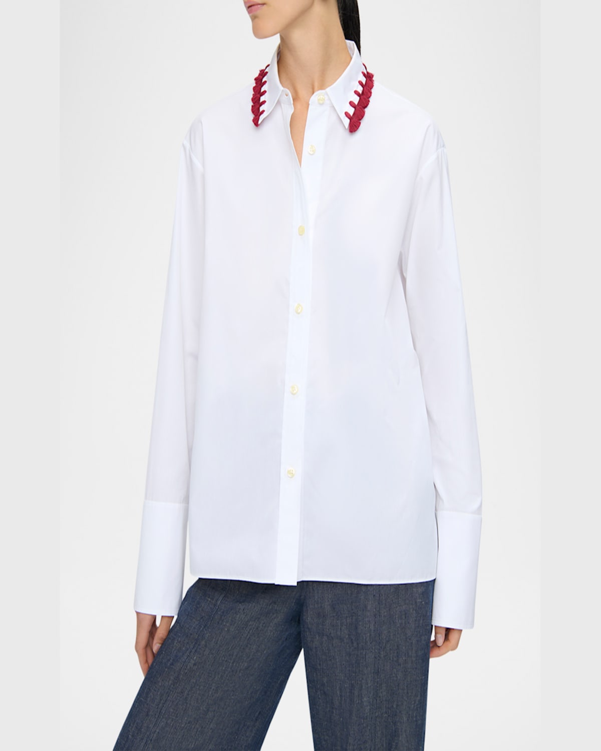 Callas Milano Billie Tassel-embellished Cotton Shirt In White