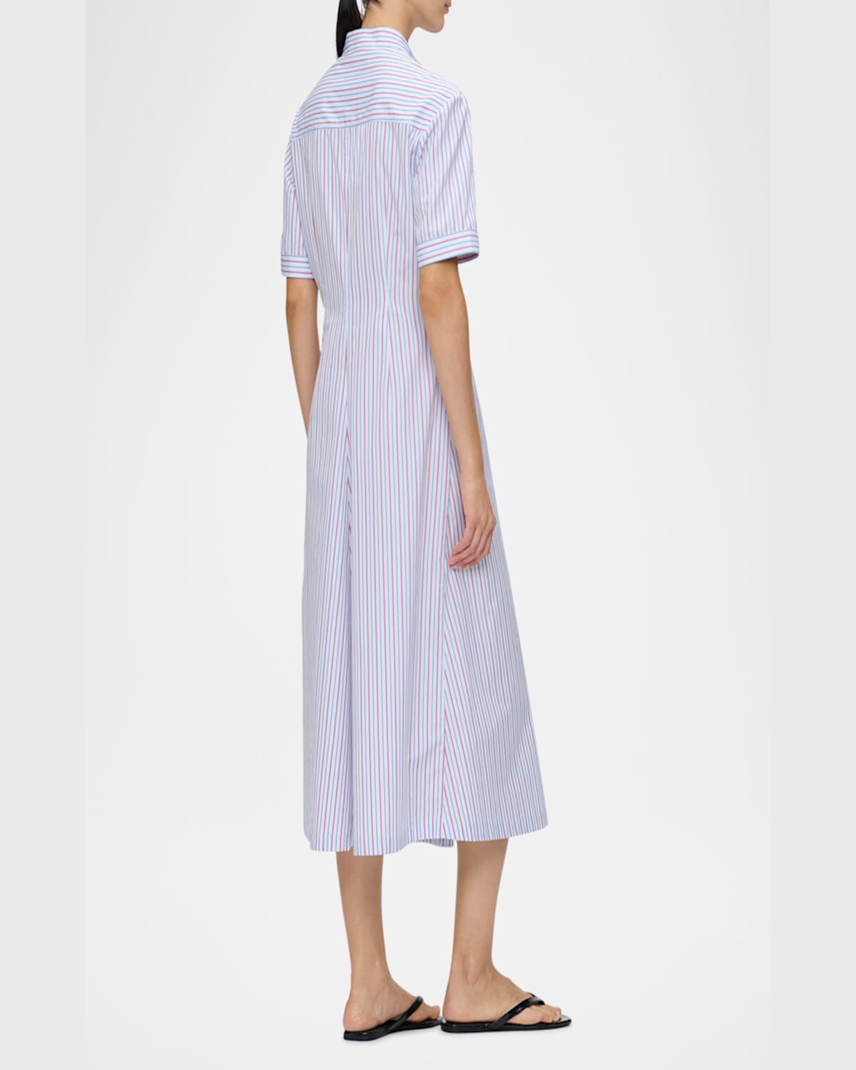 Callas Milano Noor Striped Short-sleeve Shirtdress In Whitered Stripe