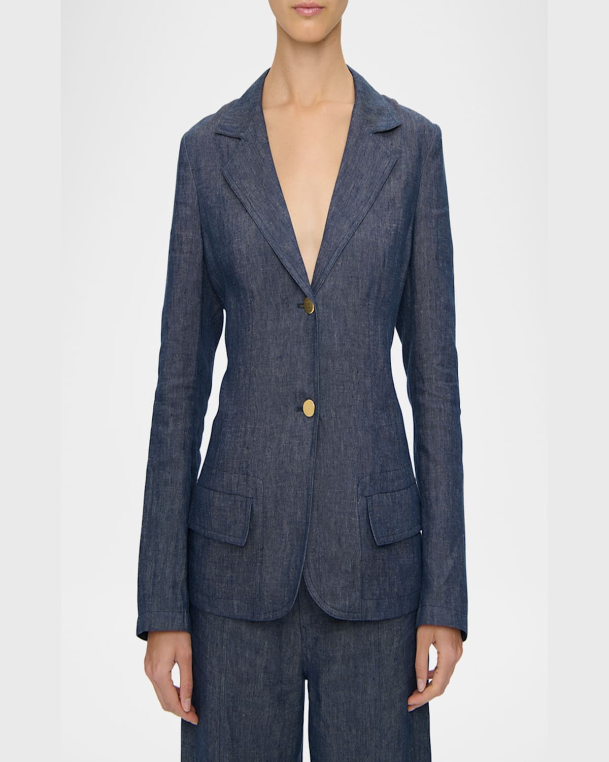 CALLAS MILANO MARCEL SINGLE-BREASTED DENIM BLAZER 