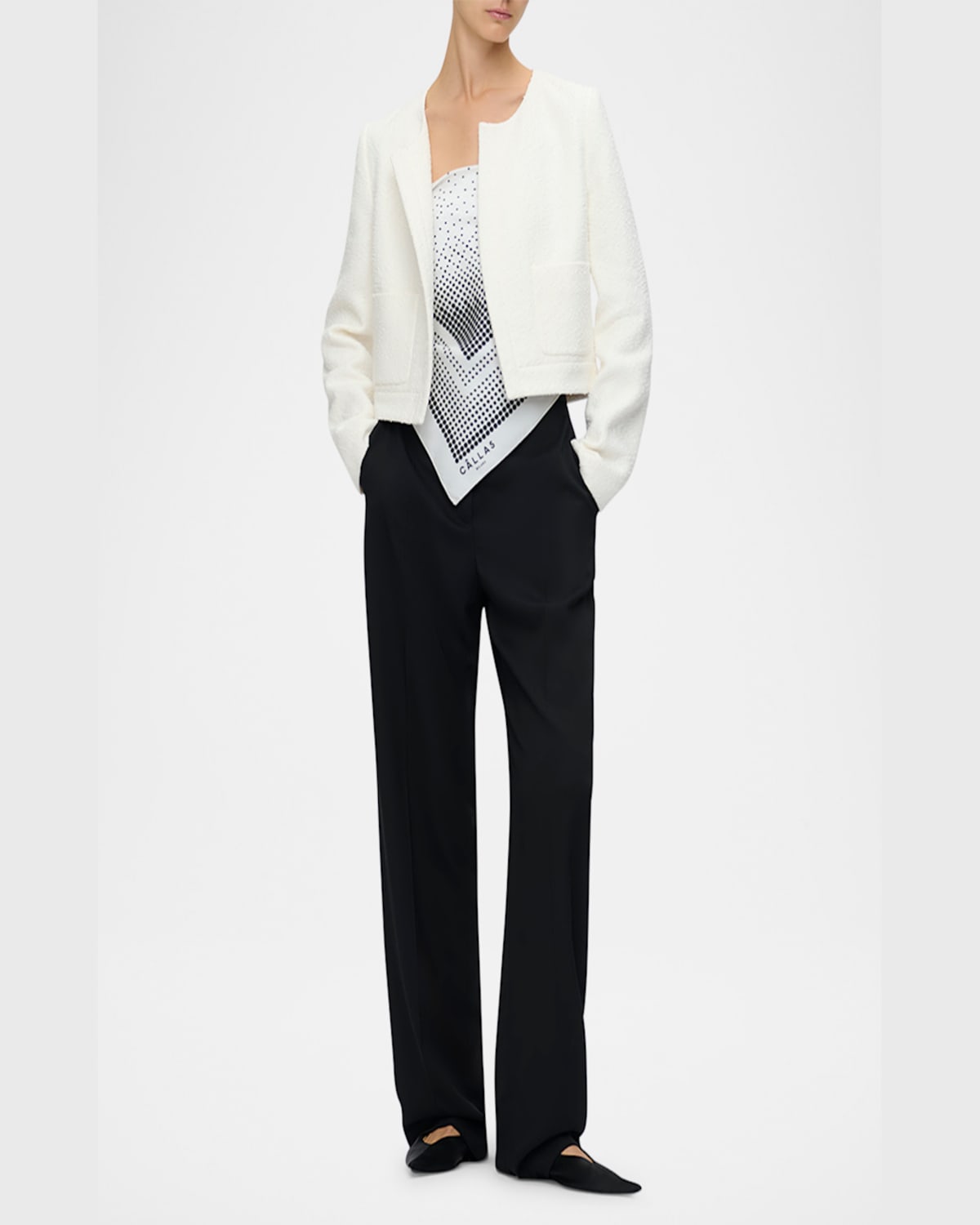 Callas Milano Alba Boucle Crop Blazer In White