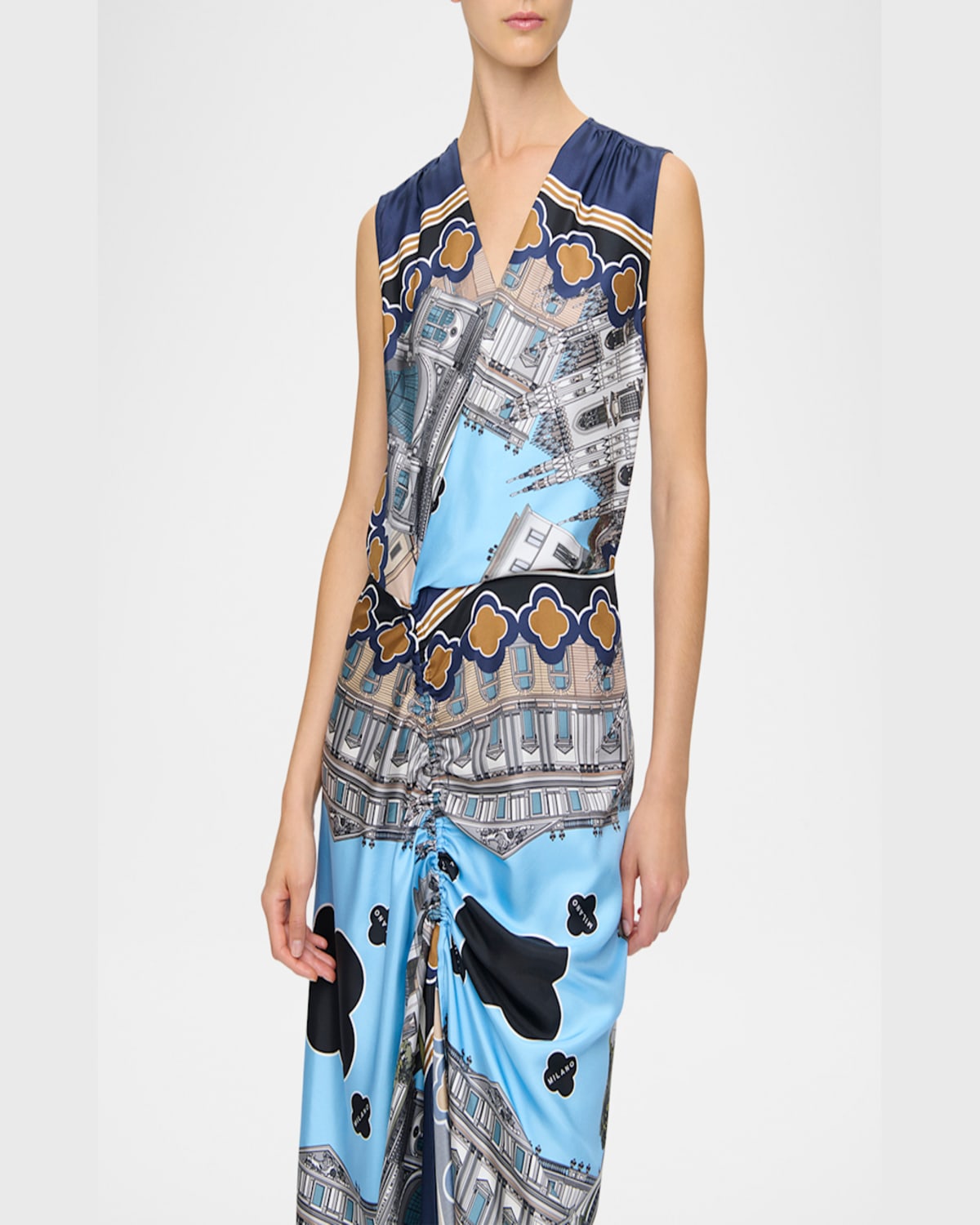 Callas Milano Agnes Milano-print Silk Wrap Dress In Multi Color
