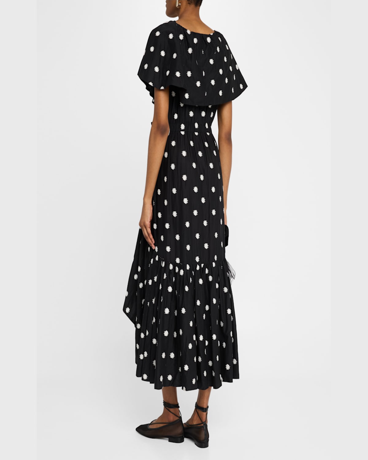 Merlette Loris Embroidered Ruffle Midi Dress In Ikat Emb Dot
