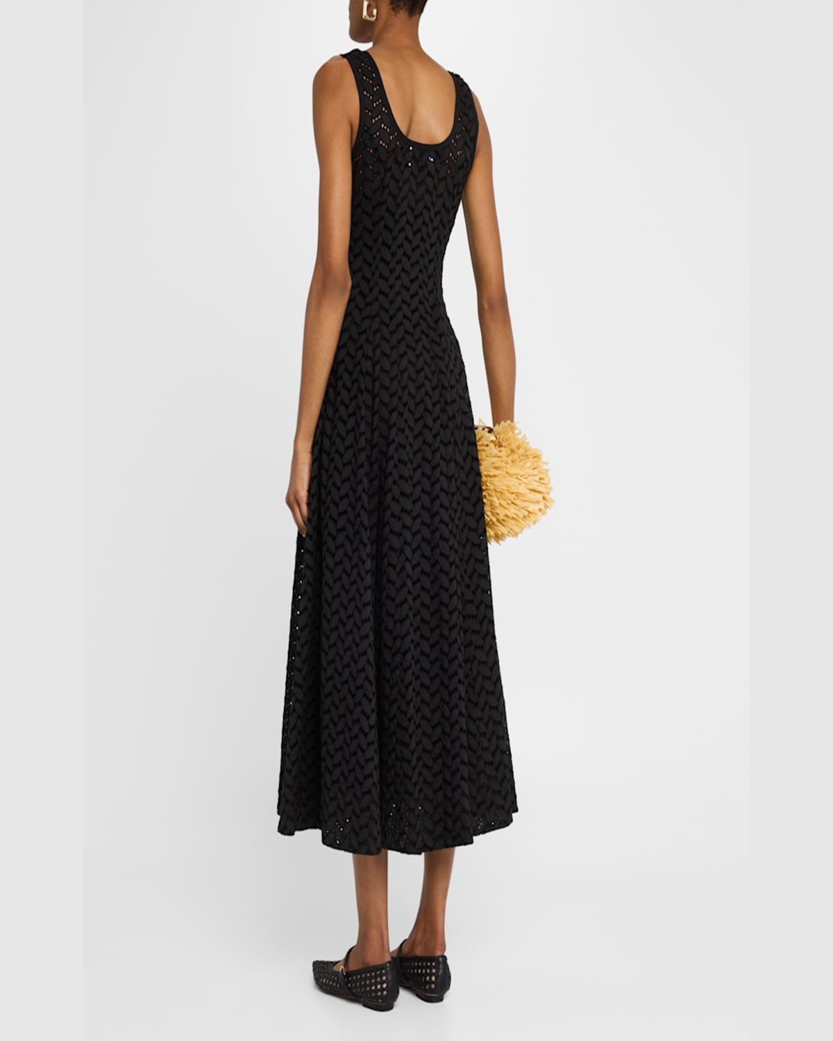 Merlette Olea Eyelet-embroidered Cotton Midi Dress In Black