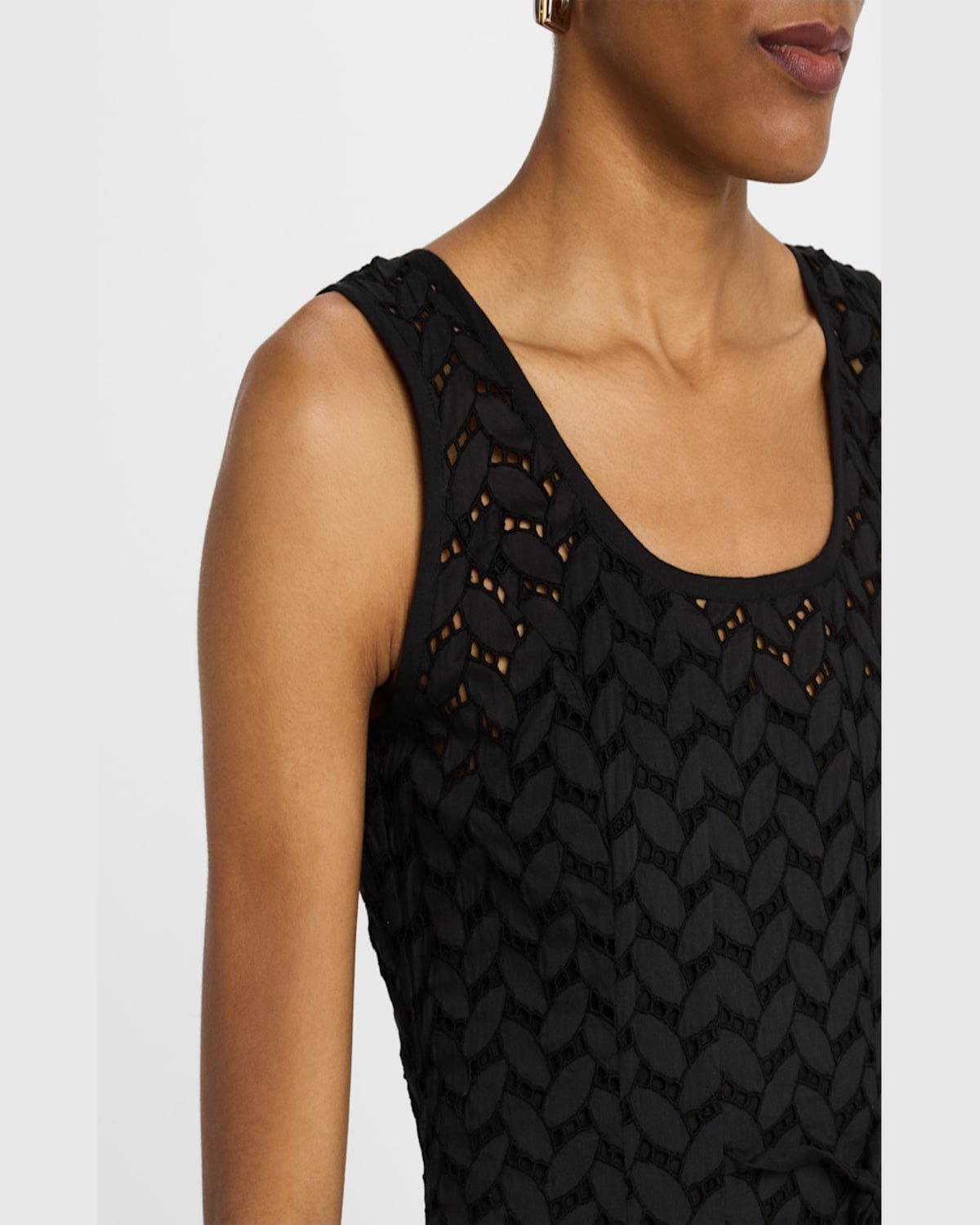 Merlette Olea Eyelet-embroidered Cotton Midi Dress In Black