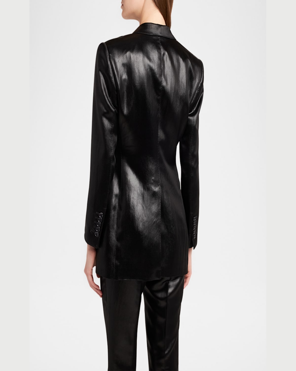 Tom Ford Liquid Satin Single-breasted Blazer Jacket In Black