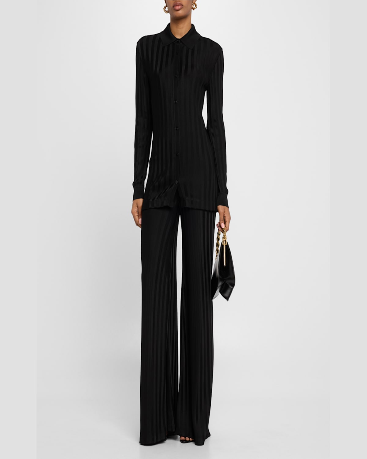 Tom Ford Ribbed Flare Pull-on Pants In Black