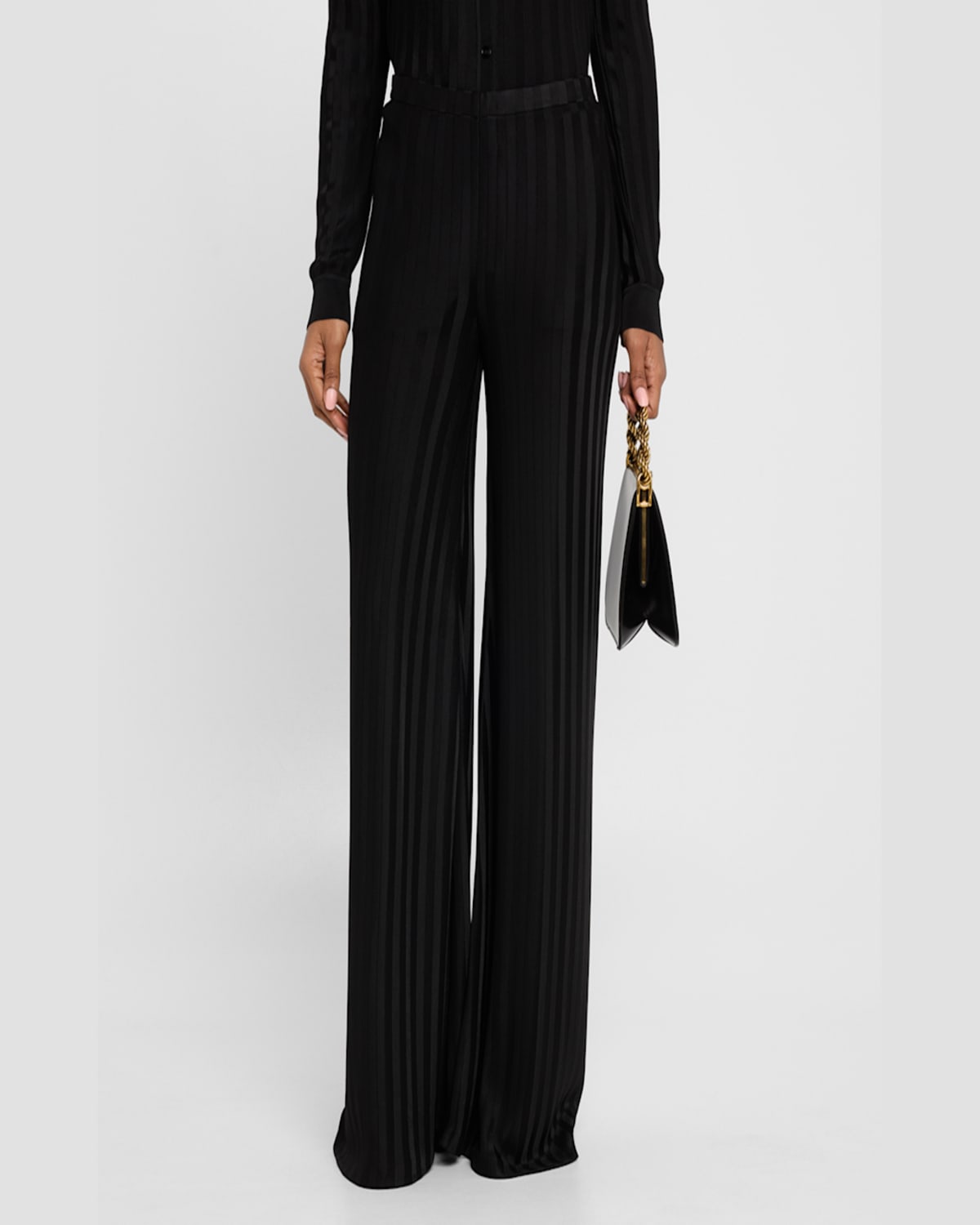 Tom Ford Ribbed Flare Pull-on Pants In Black