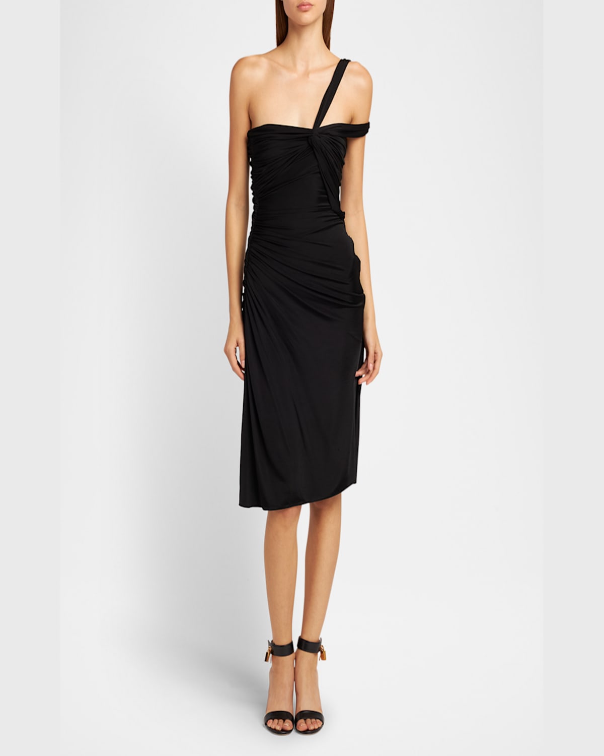 Tom Ford One-shoulder Ruched Mini Dress In Black