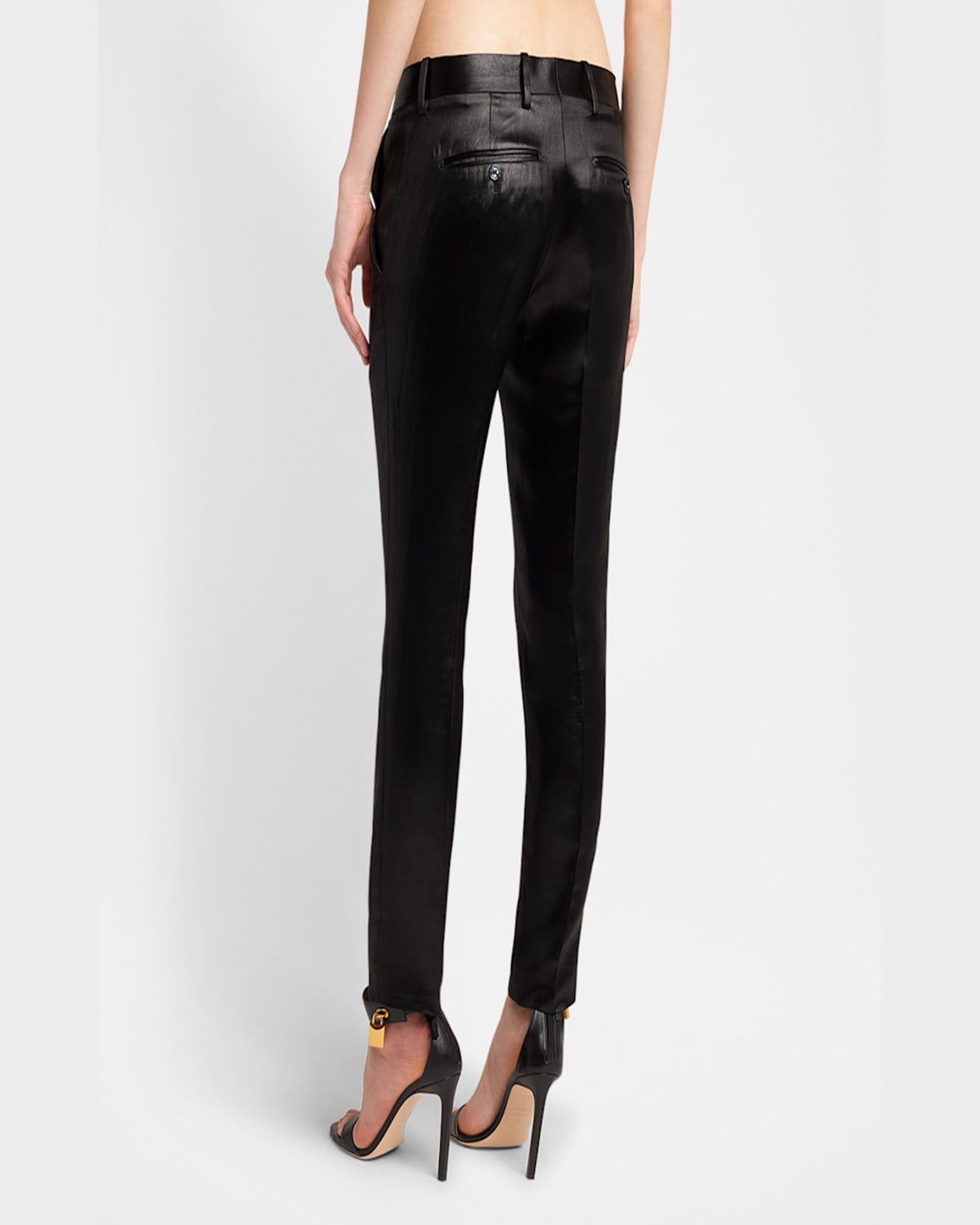 Tom Ford Tailored Liquid Satin Skinny Ankle Pants In Black