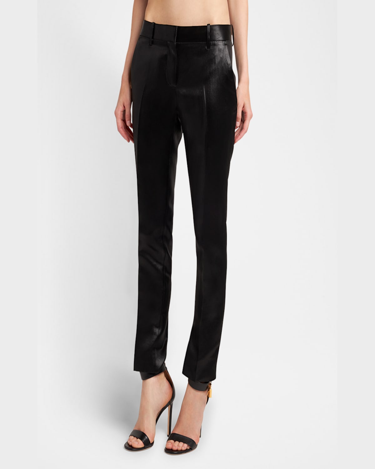 Tom Ford Tailored Liquid Satin Skinny Ankle Pants In Black