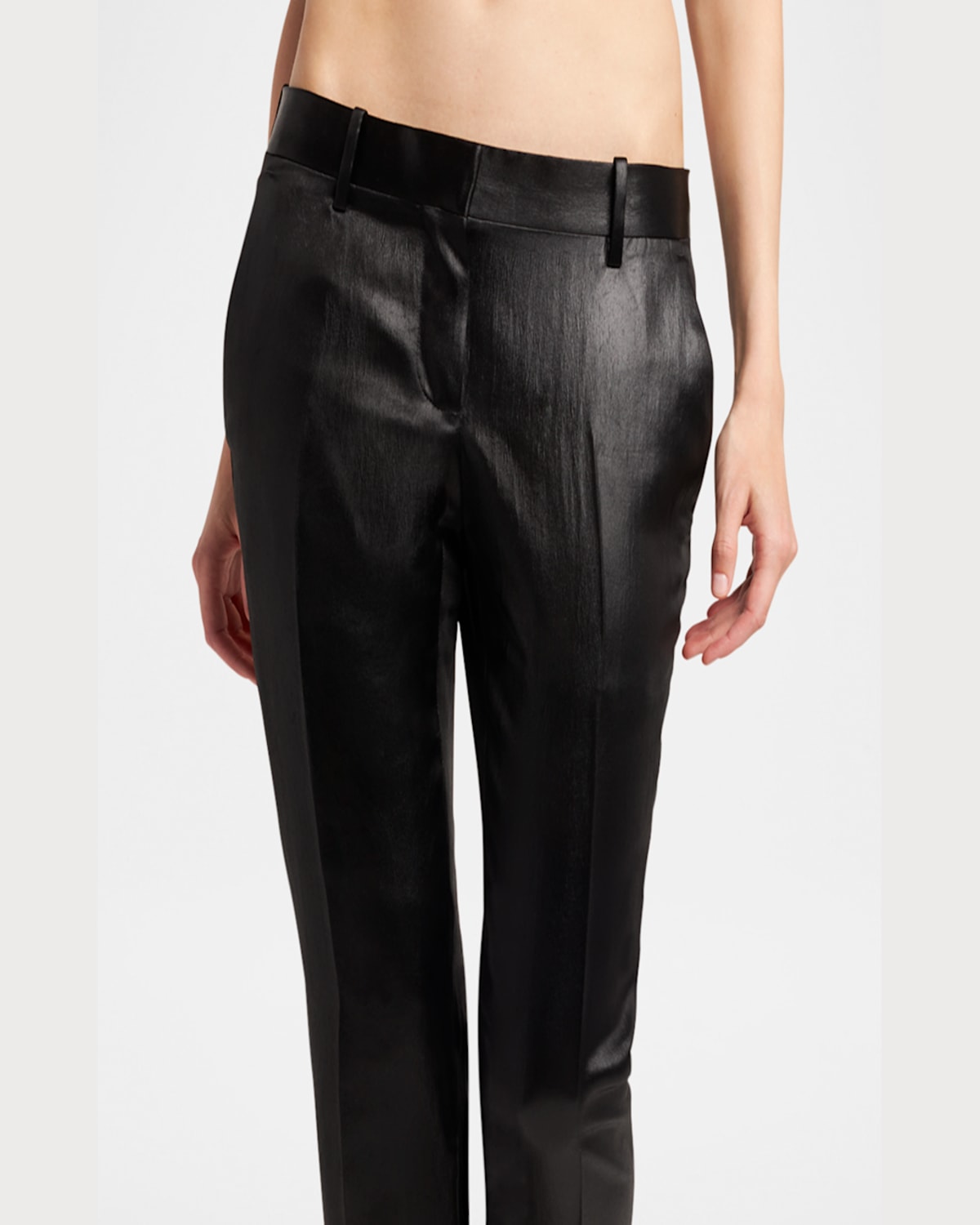 Tom Ford Tailored Liquid Satin Skinny Ankle Pants In Black