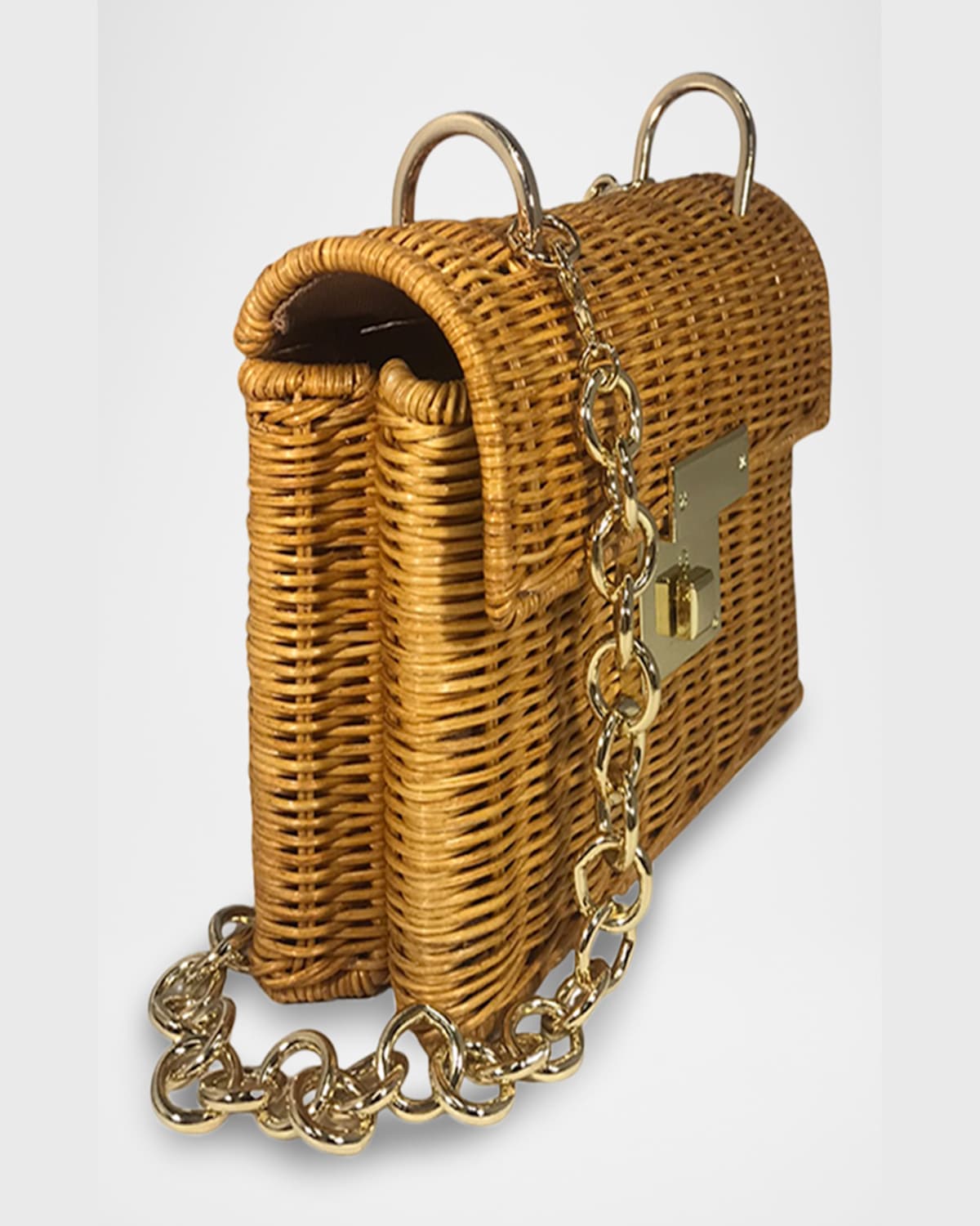 Serpui Gabriela Baby Rattan Crossbody Bag In Lt Honey