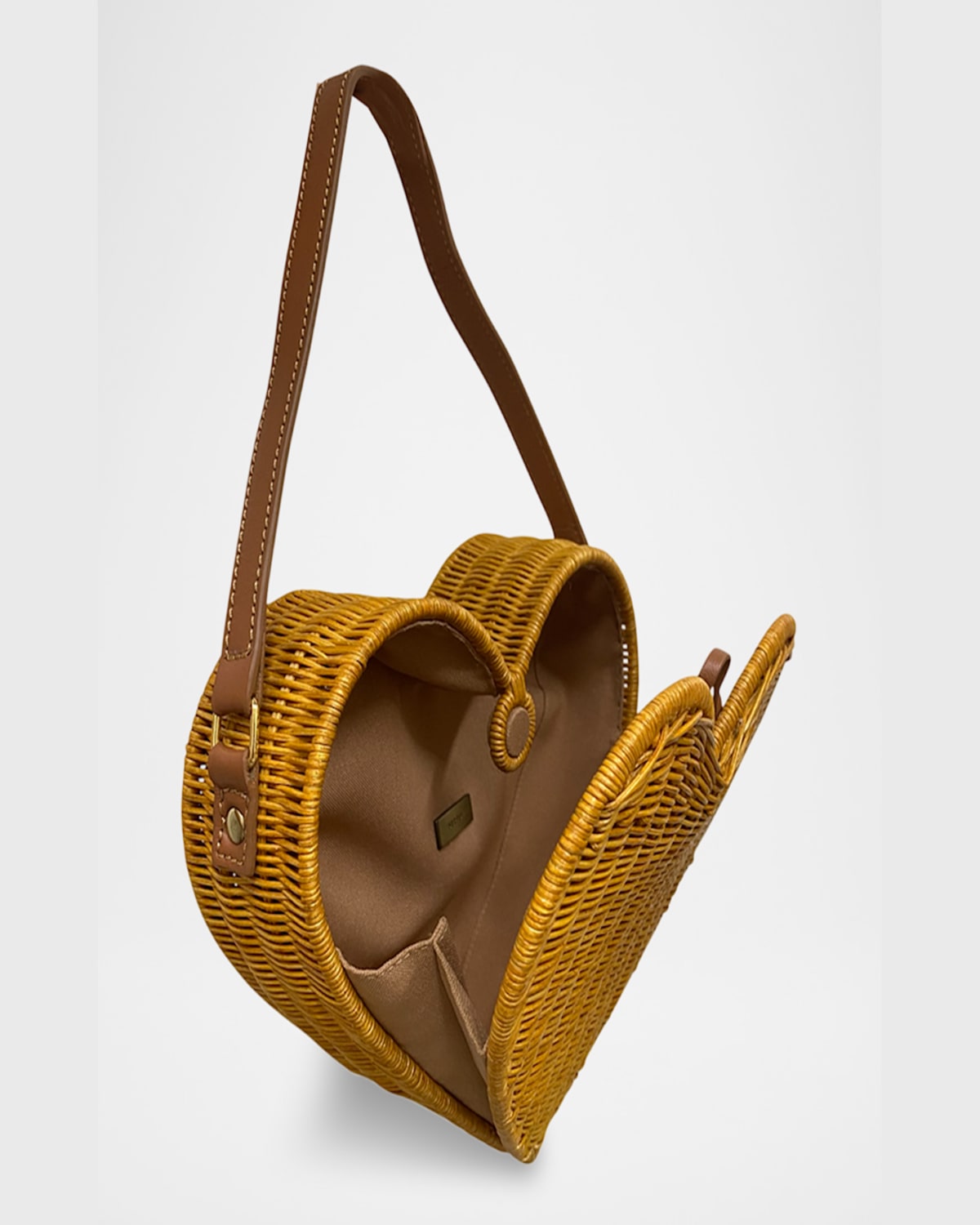 Serpui Pulsating Heart Rattan Top-handle Bag In Lt Honey