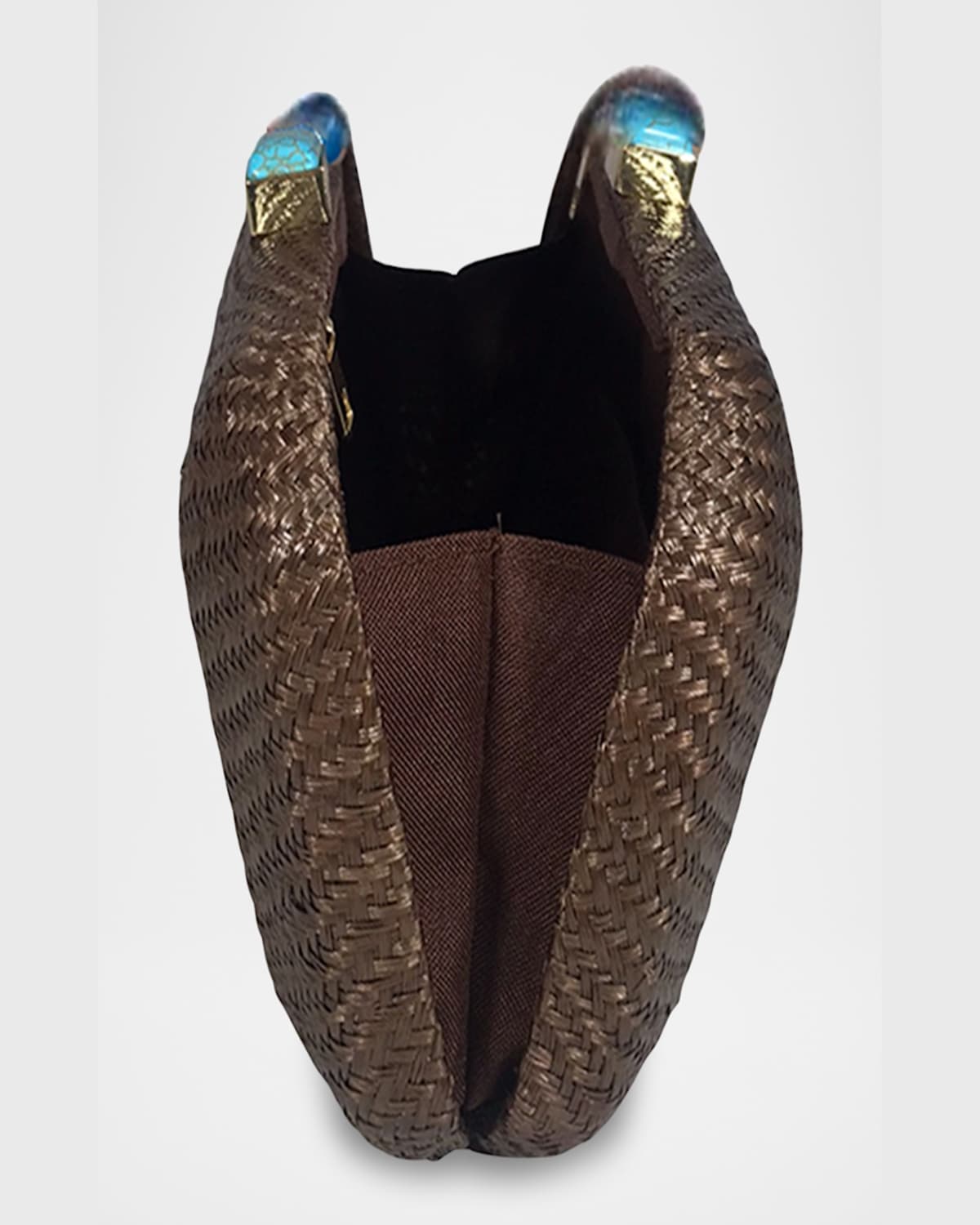 Serpui Leticia Bun Straw Clutch Bag In Brown