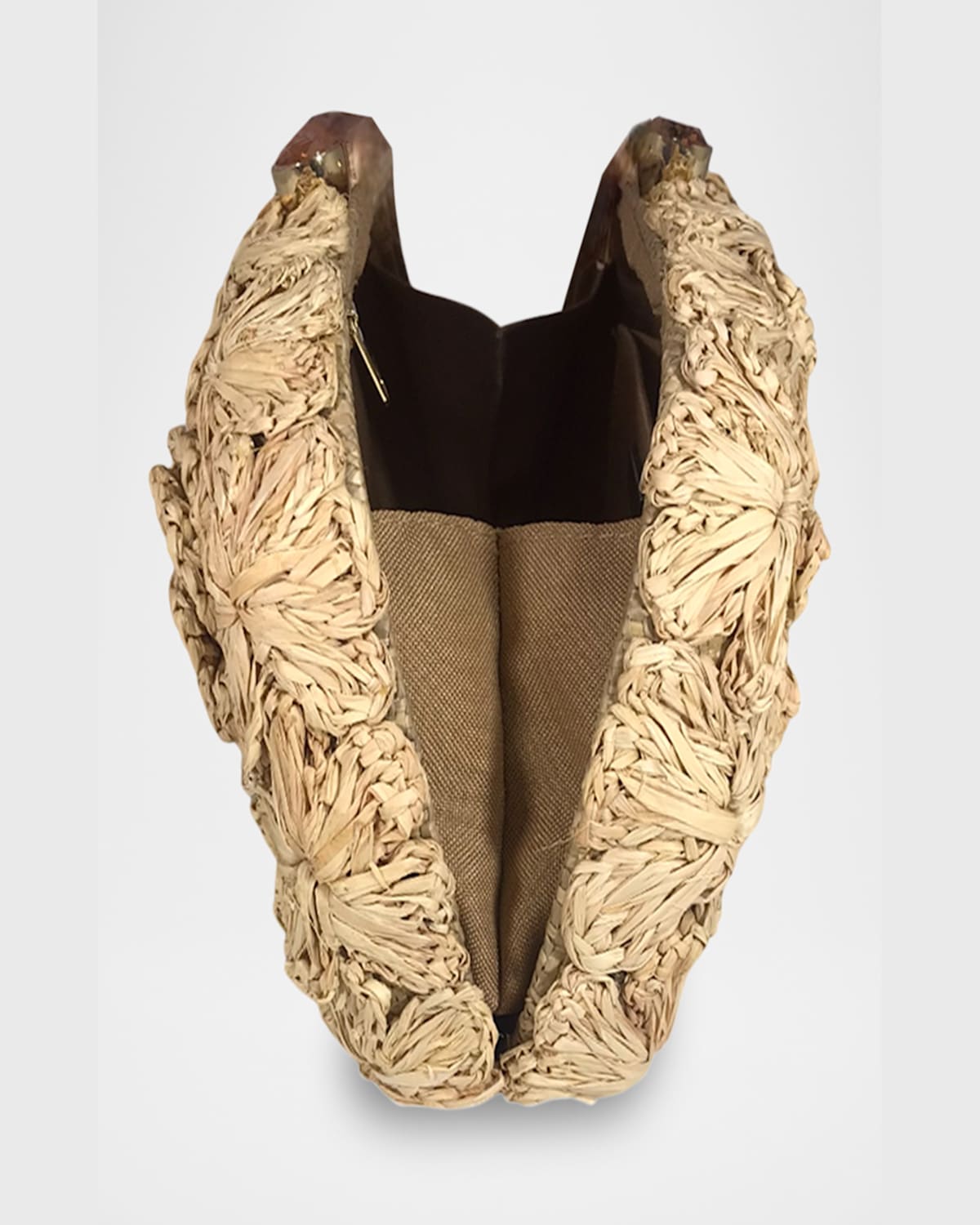 Serpui Mia Flowers Straw Shoulder Bag In Toast