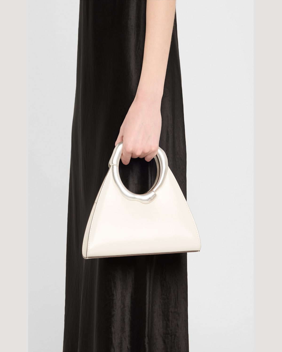 Cult Gaia Asa Patent Leather Top-handle Bag In Antique White