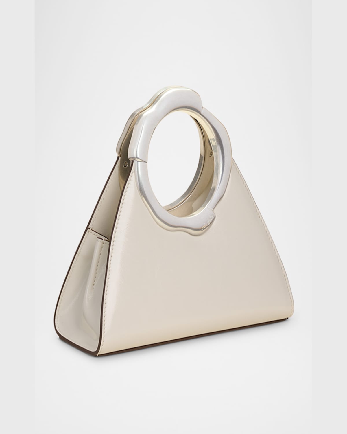 Cult Gaia Asa Patent Leather Top-handle Bag In Antique White