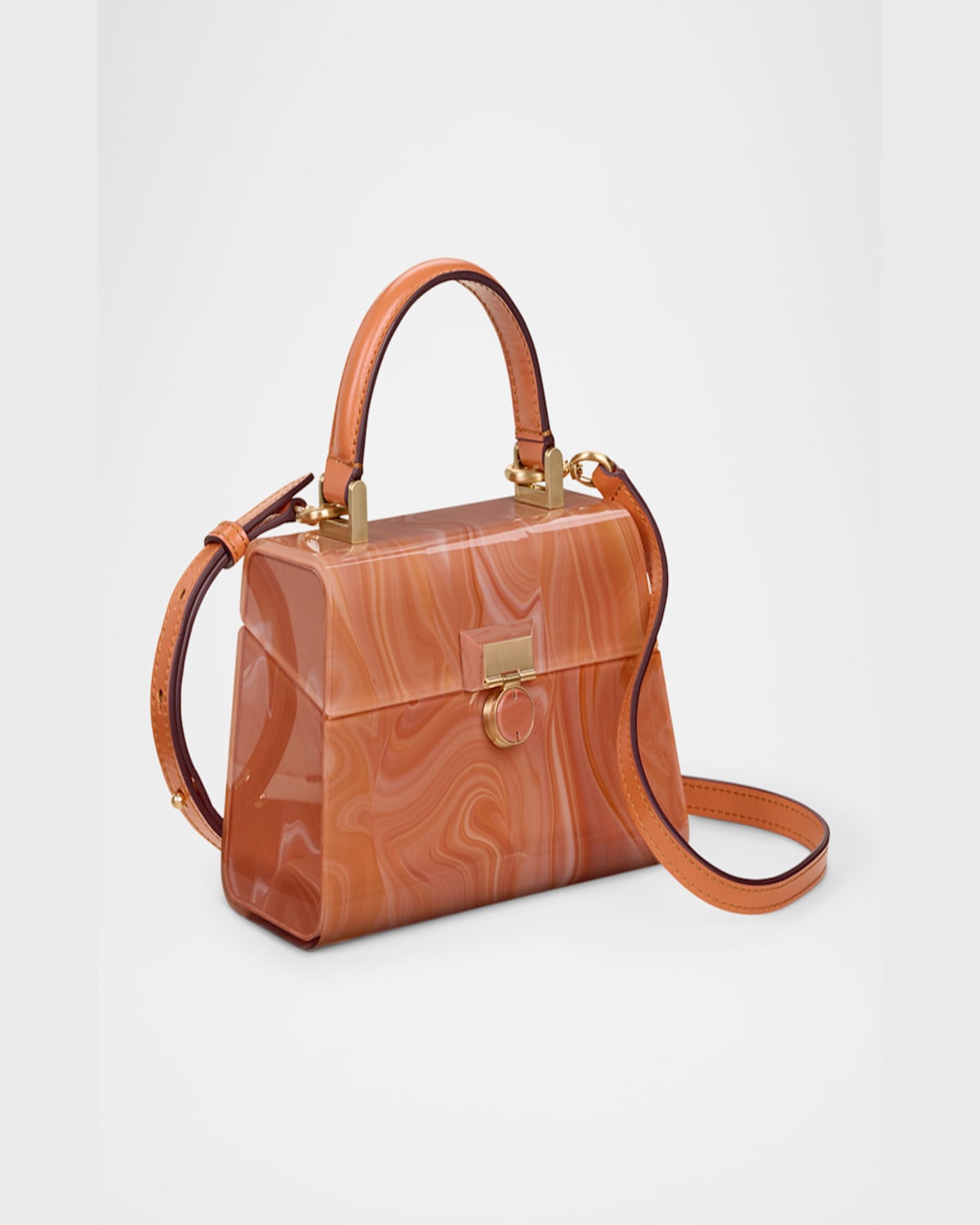 Cult Gaia Sybil Nano Marble Acrylic Crossbody Bag In Corallo