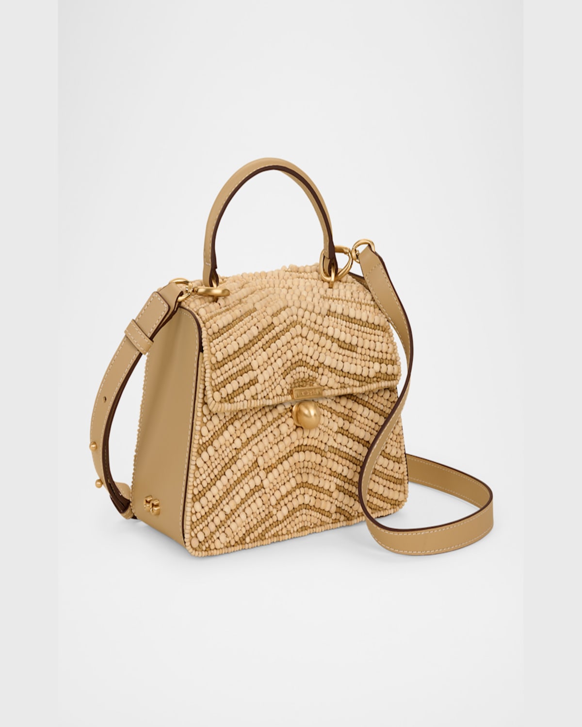 Cult Gaia Sybil Flap Rattan Crossbody Bag In Wood Bead Multi