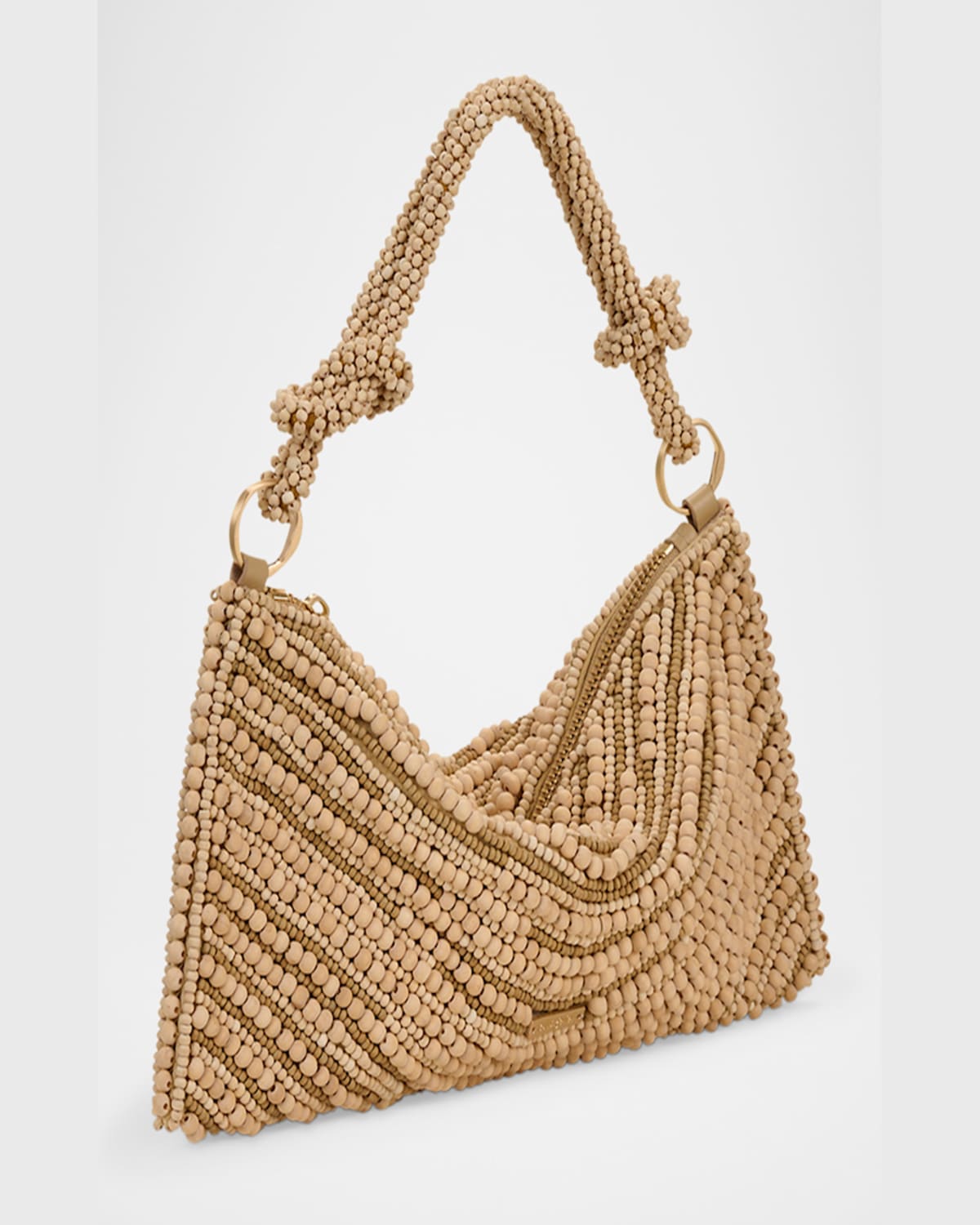 Cult Gaia Hera Nano Beaded Shoulder Bag In Wood Bead Multi