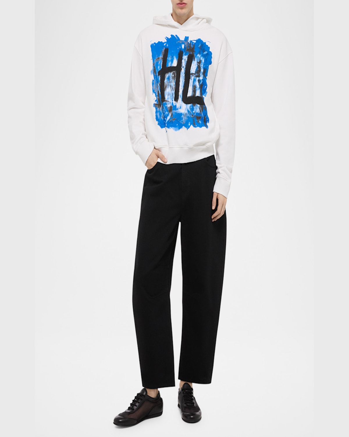 Helmut Lang Blue Scribble Hoodie In Whbl