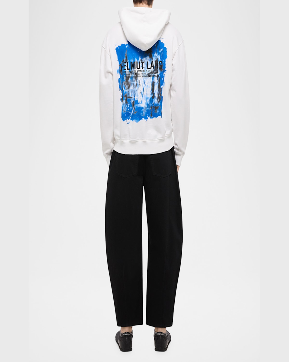 Helmut Lang Blue Scribble Hoodie In Whbl