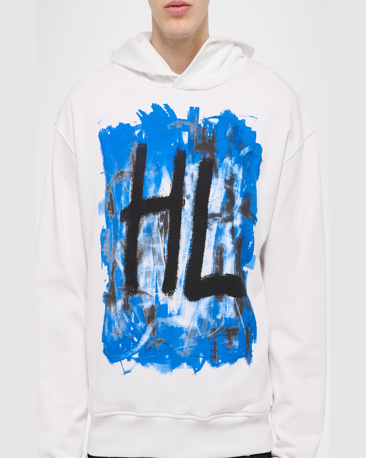Helmut Lang Blue Scribble Hoodie In Whbl