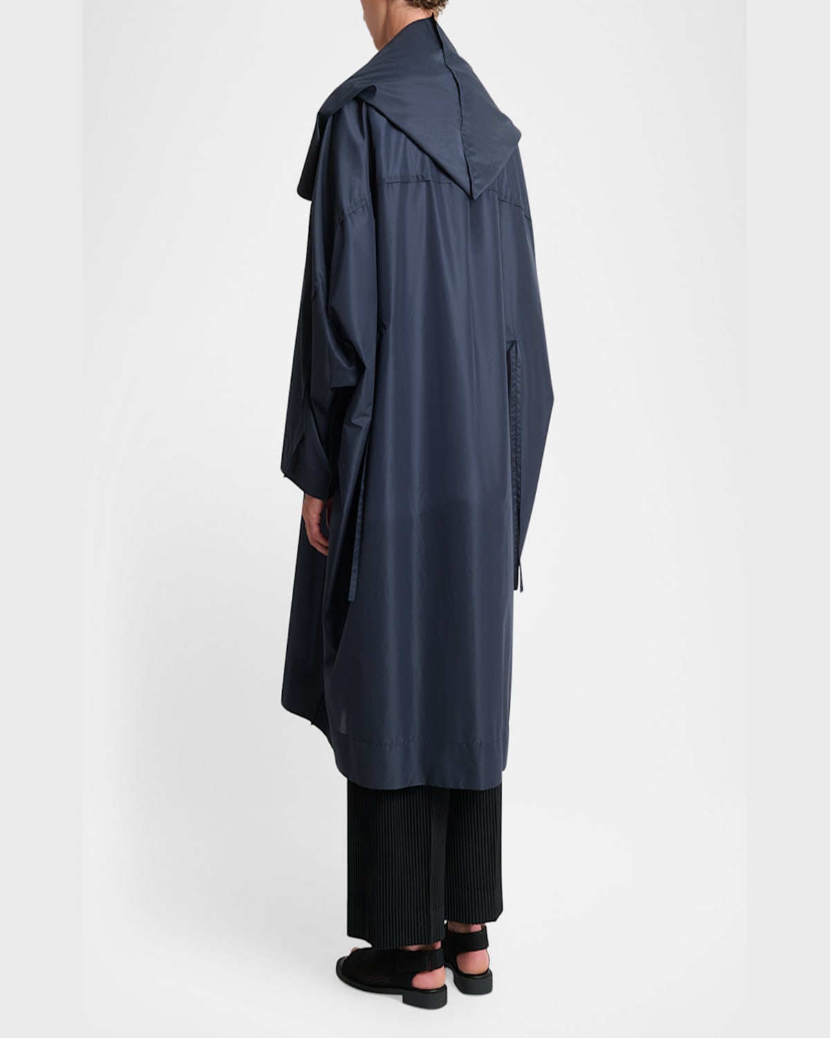Issey Miyake Navy Kite Coat In Black