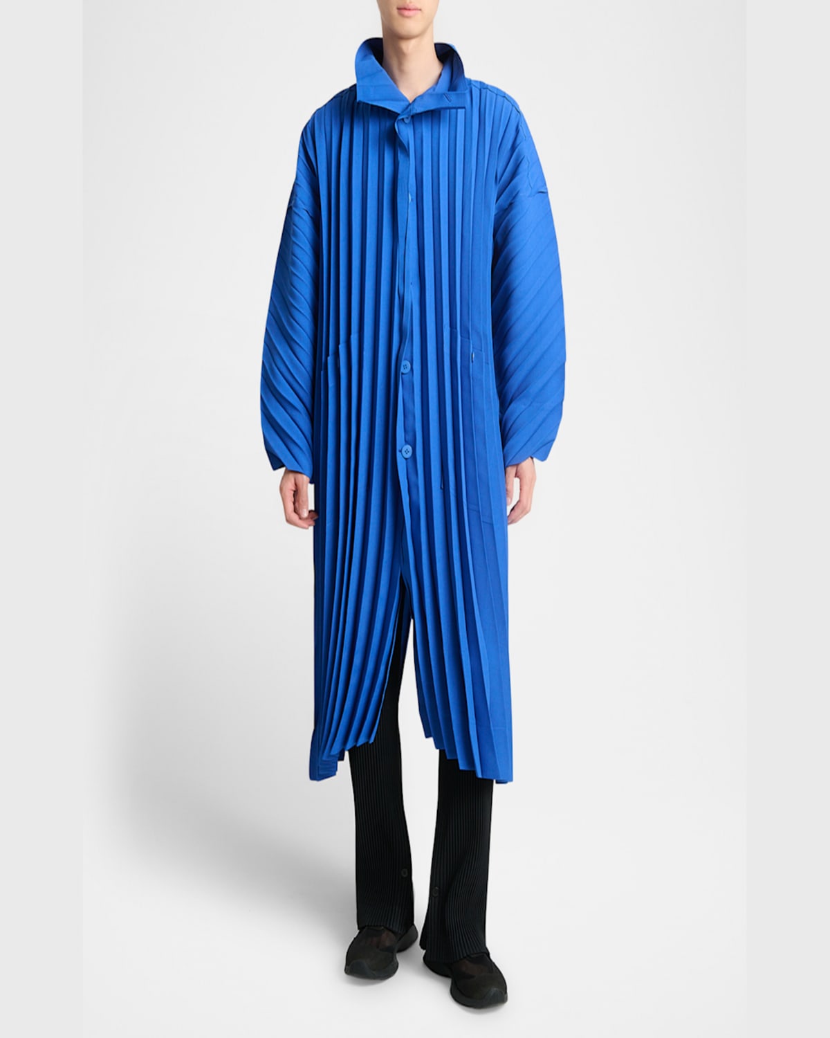 ISSEY MIYAKE MEN'S PLEATED EDGE COAT 