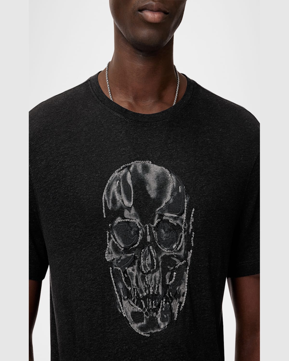 John Varvatos Chain Skull Tee In Black
