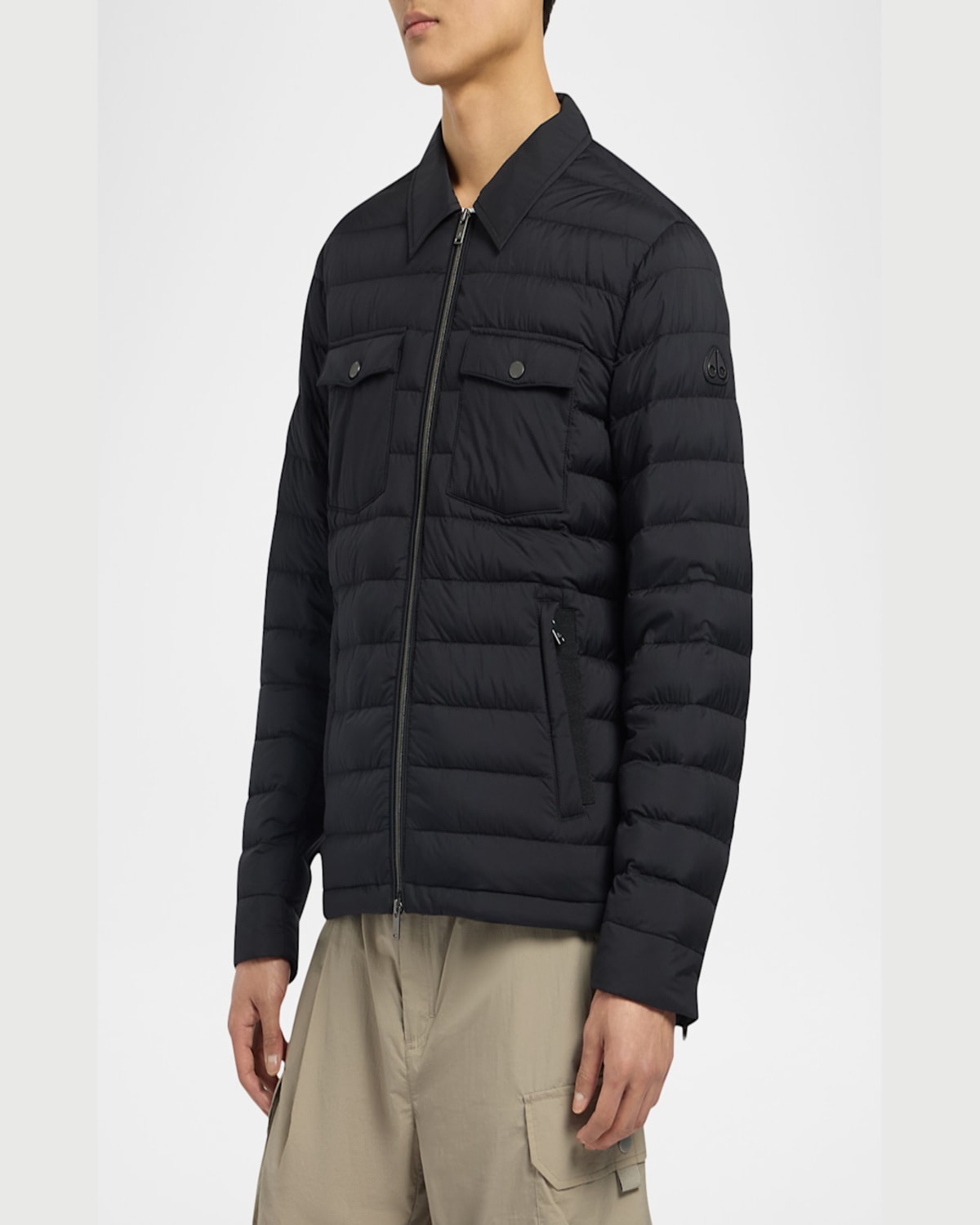 Moose Knuckles Long-sleeved Down Jacket In Black