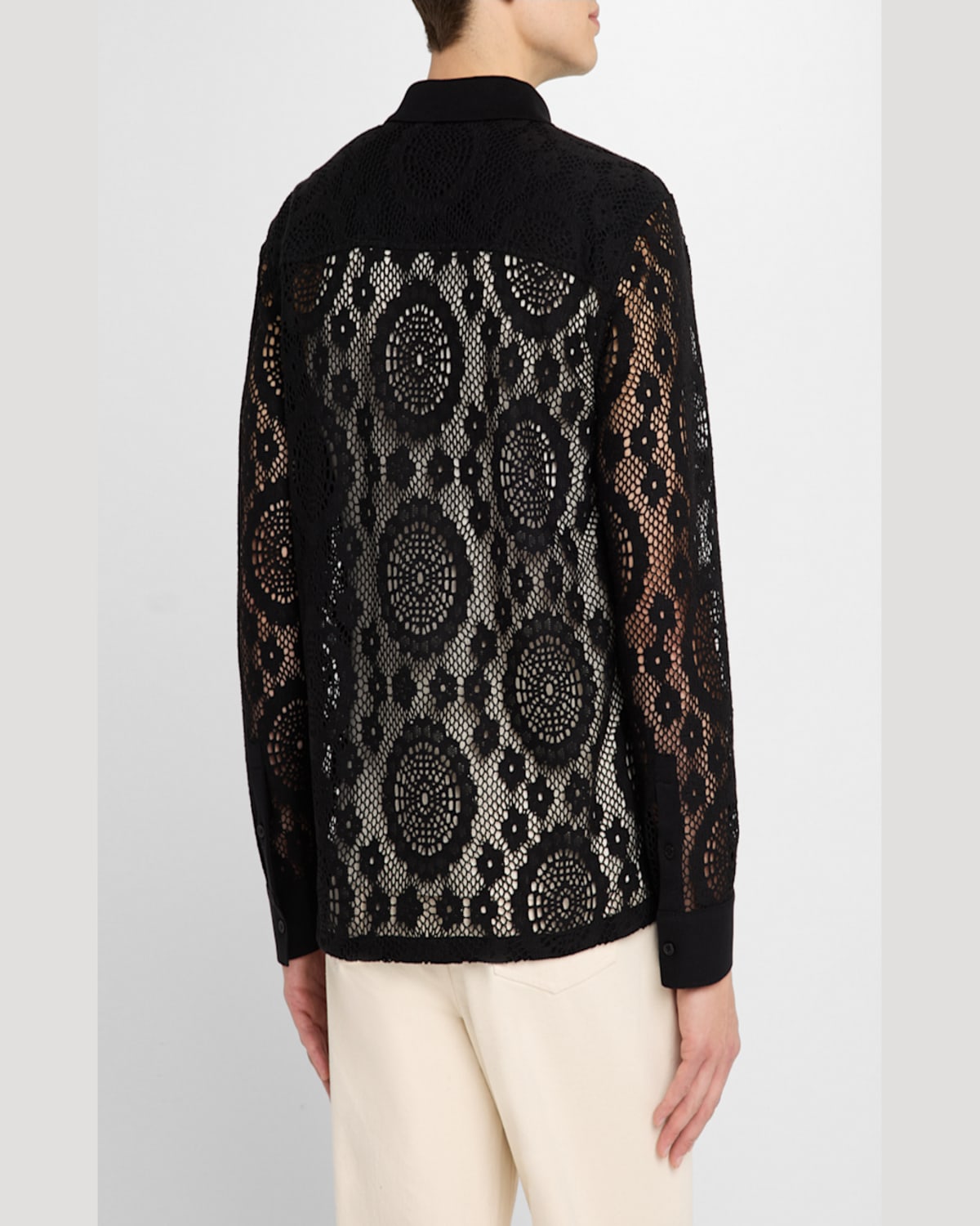 Shop Simkhai Men's Lace Button-down Shirt In Black