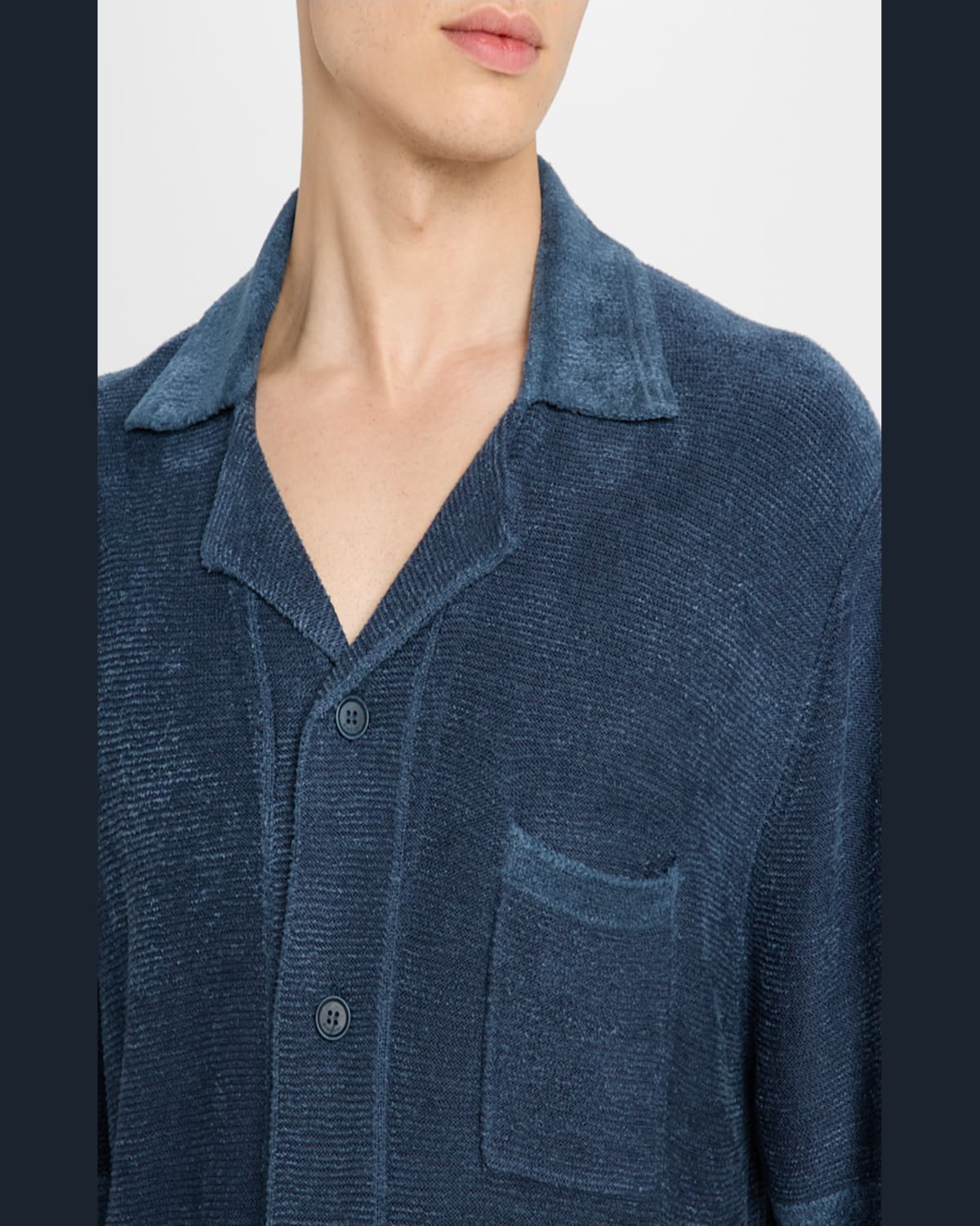 Simkhai Men's Ozzie Terry Knit Camp Shirt In Steel